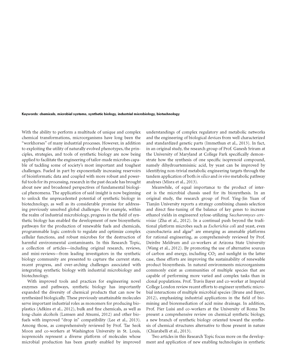 Synthetic Biology Applications In Industrial Microbiology - Page 4