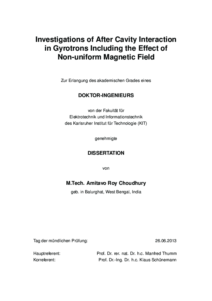 Investigations Of After Cavity Interaction In Gyrotrons - Page 4