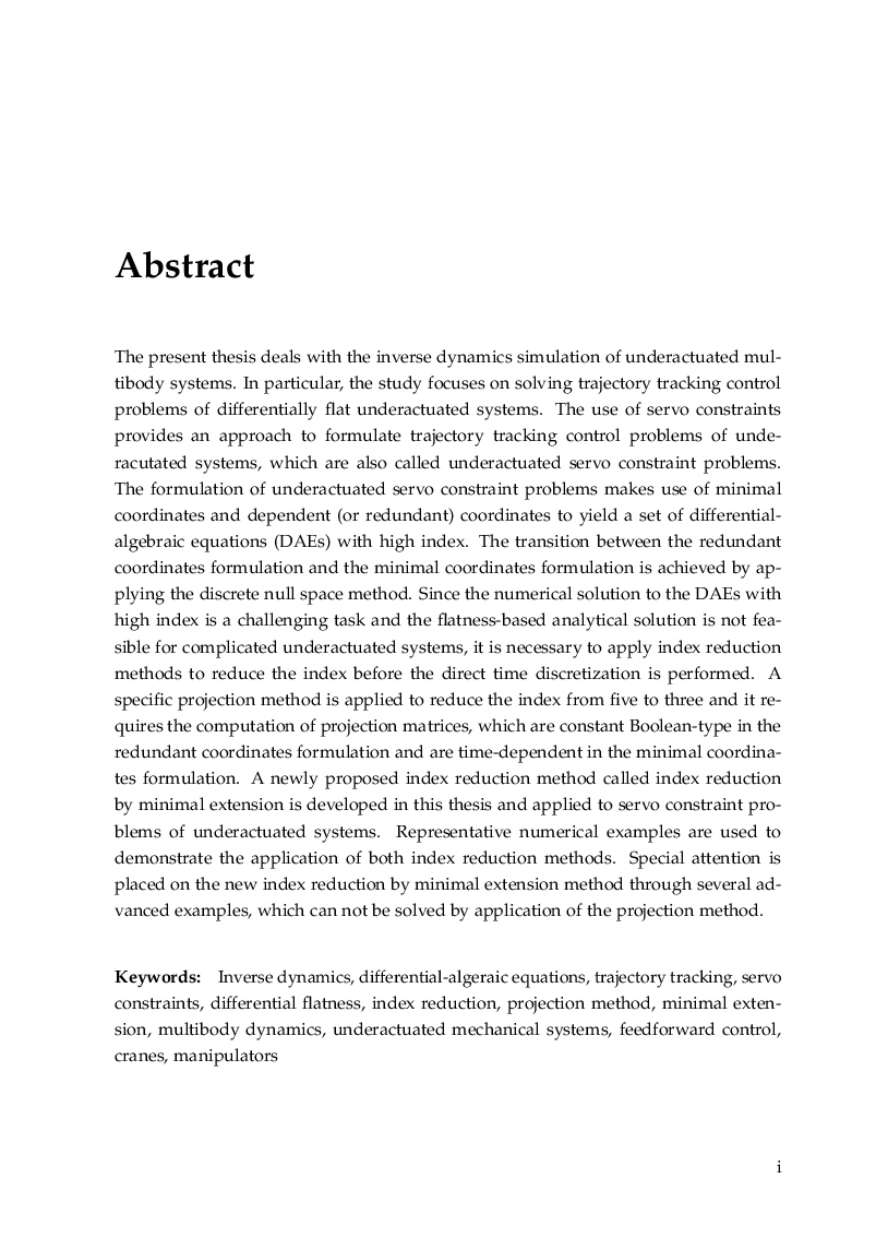 Numerical Methods For The Inverse Dynamics Simulation Of Underactuated Mechanical Systems - Page 4