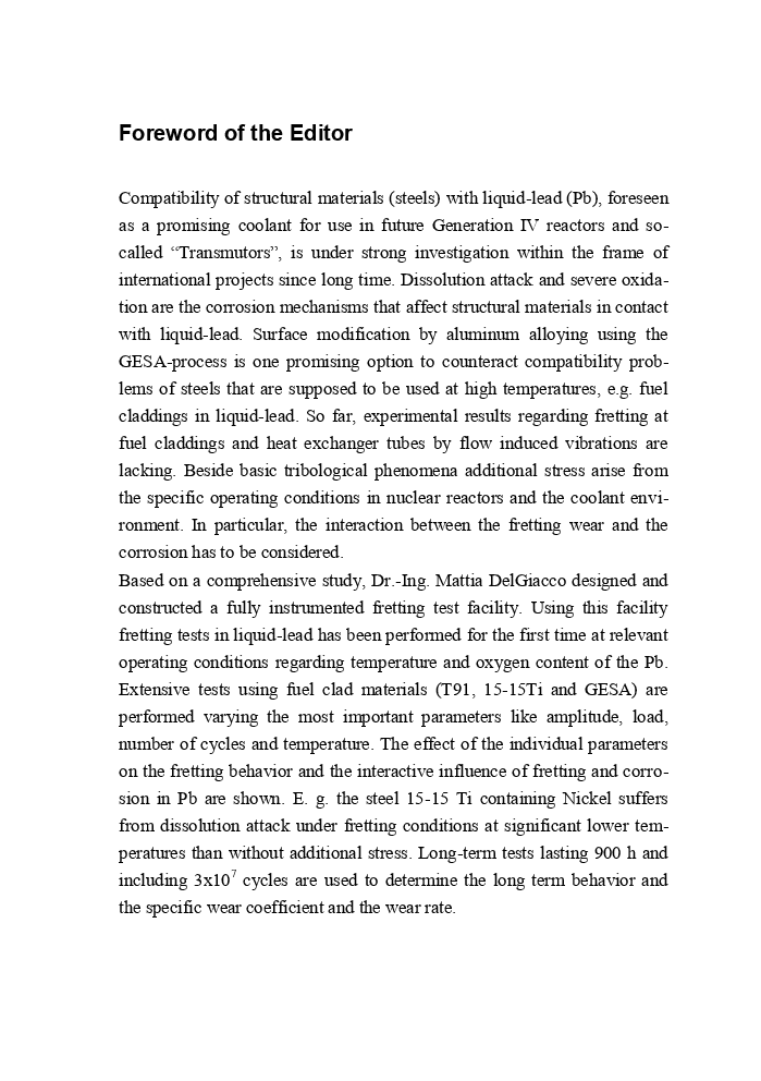 Investigation Of Fretting Wear Of Cladding Materials In Liquid Lead - Page 4