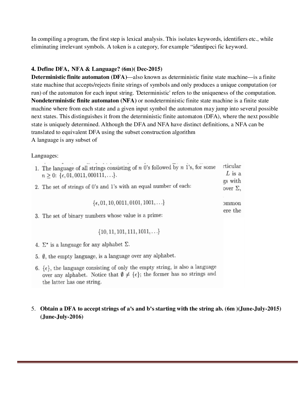 VTU  Formal Languages And Automata Theory  Question With Solution B.E. 5th Semester  Computer  Science  Engineering - Page 3
