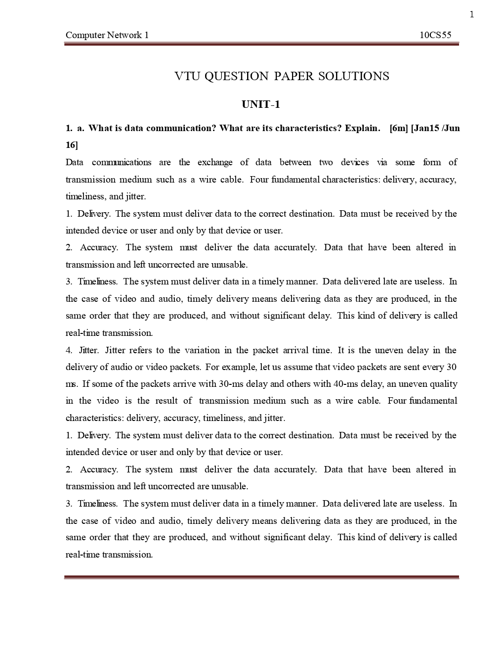 VTU Computer Networks - I Question With Solution B.E. 5th Semester  Computer Science Engineering - Page 2