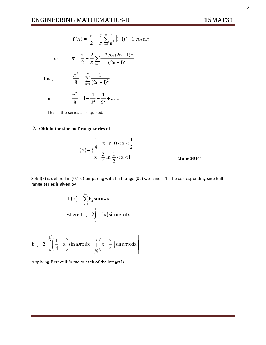 VTU   Engineering Mathematics - III  Question With Solution B.E. 3rd Semester Electrical And Electronic Engineering - Page 3