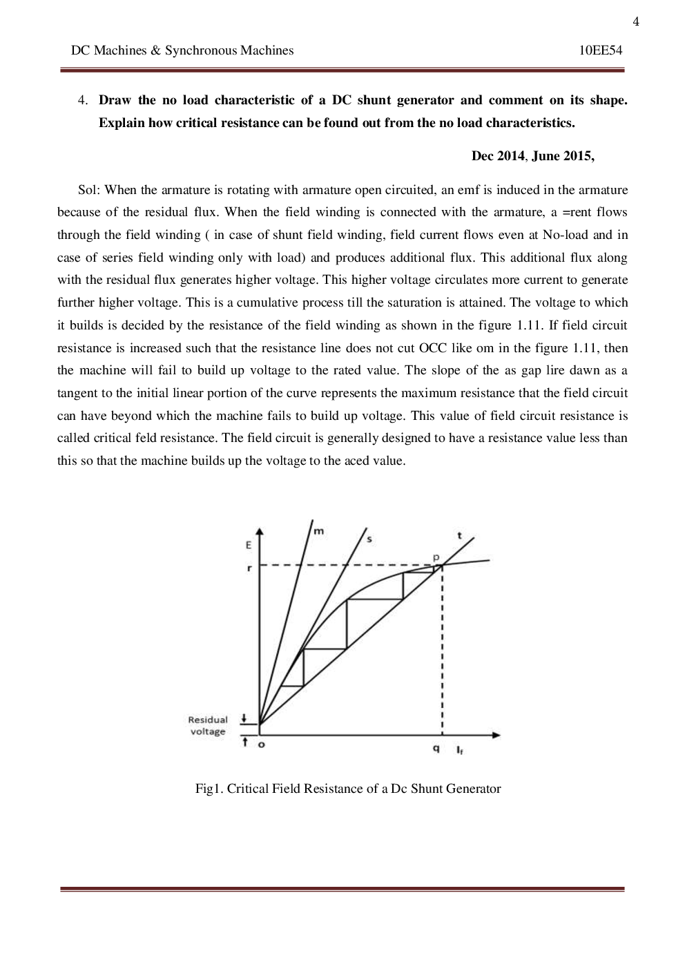 VTU  DC Machines Synchronous Machines - Question With  Solution B.E. 5th Semester Electrical And Electronic Engineering - Page 5