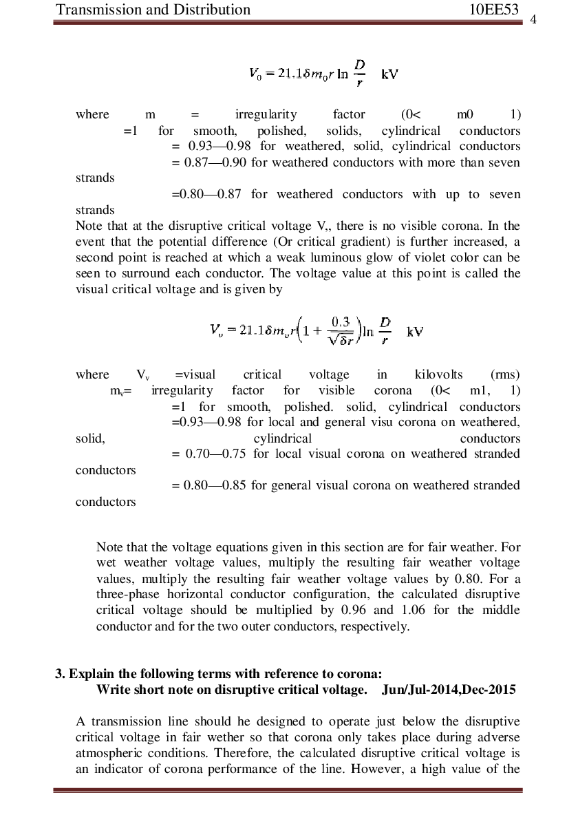 VTU  Transmission And  Distribution  Question With Solution B.E. 5th Semester Electrical And Electronic Engineering - Page 5