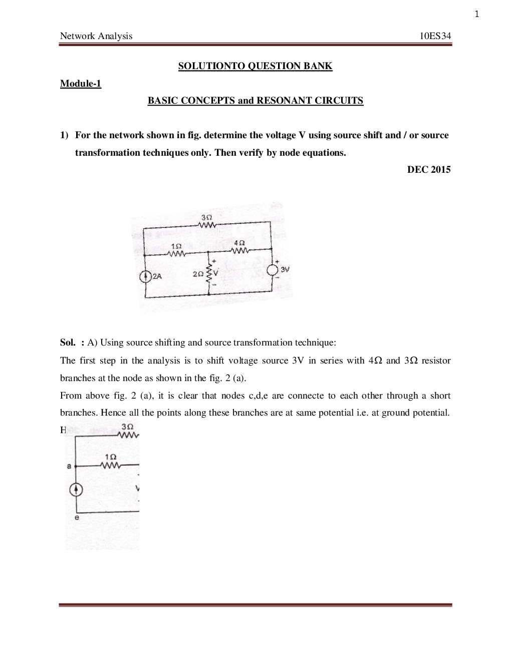 VTU Electric Circuit  Analysis - Question With Solution B.E. 3rd Semester Electrical And Electronic Engineering - Page 2