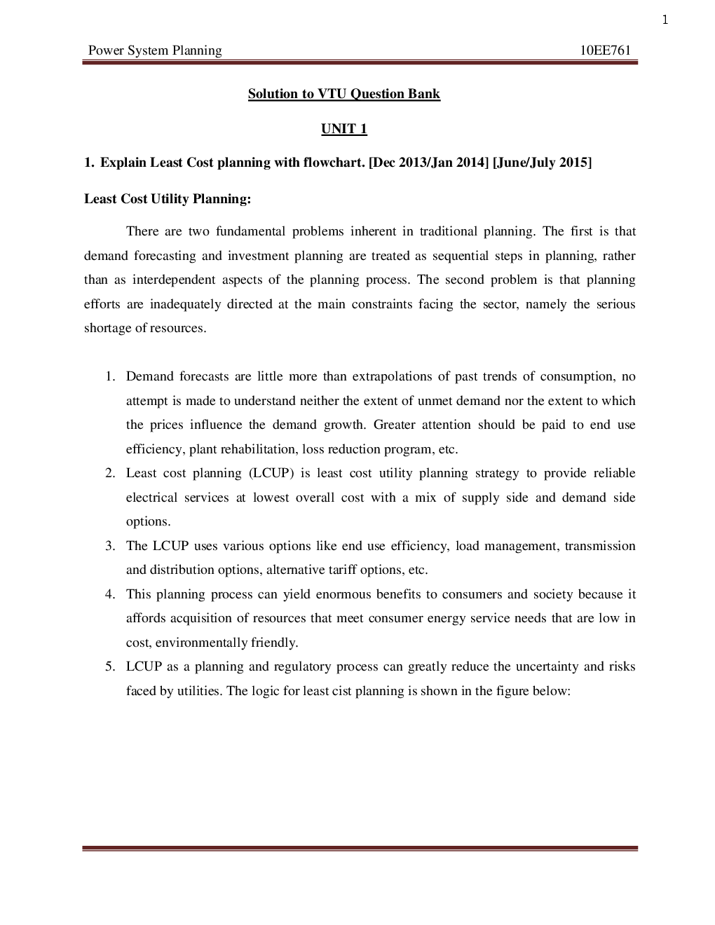 VTU Power System Planning  Question With Solution B.E. 7th Semester Electrical And Electronic Enginering - Page 2