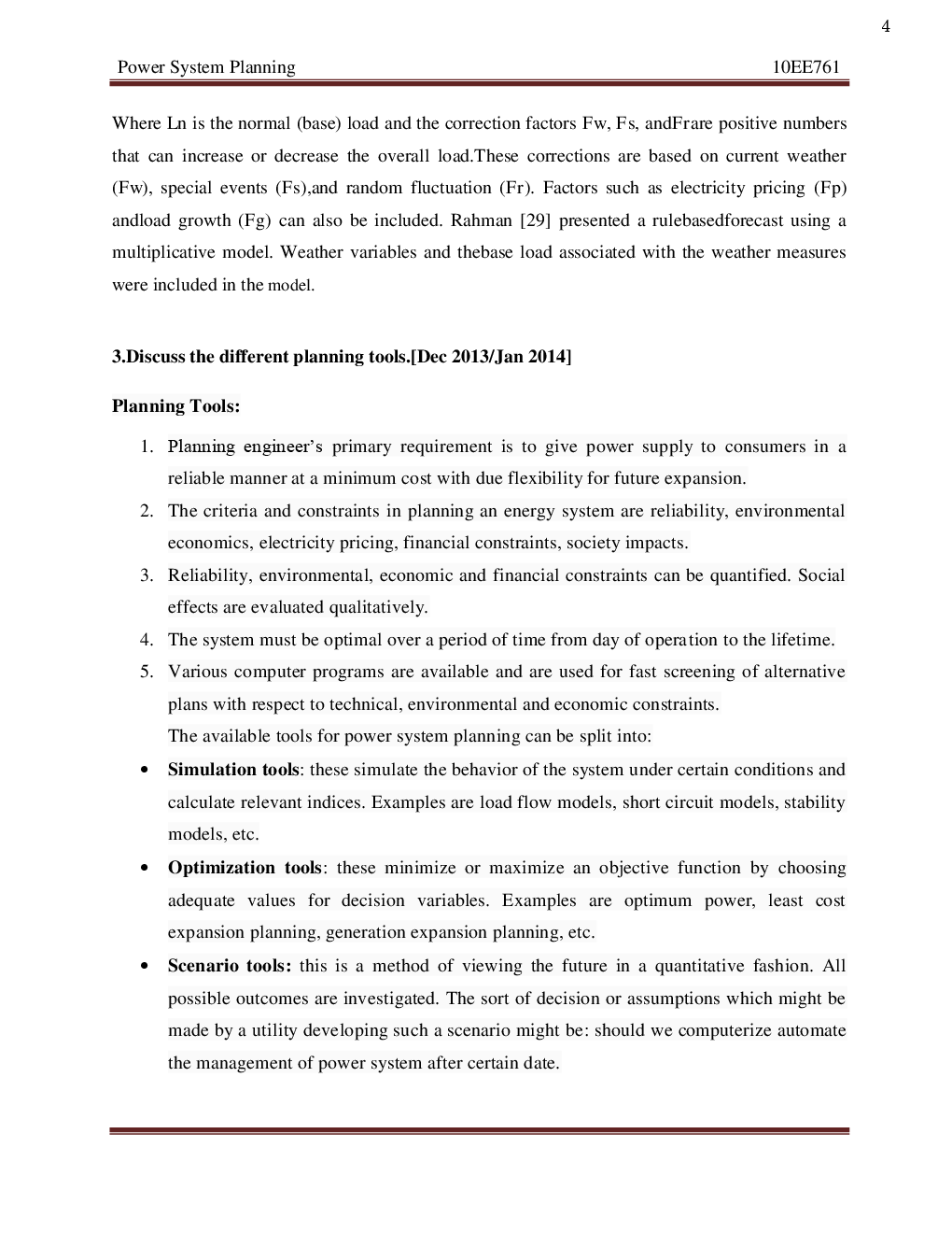 VTU Power System Planning  Question With Solution B.E. 7th Semester Electrical And Electronic Enginering - Page 5
