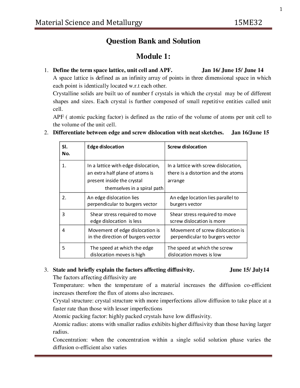 VTU  Materials Science Question With Solution  B.E. 3rd Semester Mechanical Engineering - Page 2