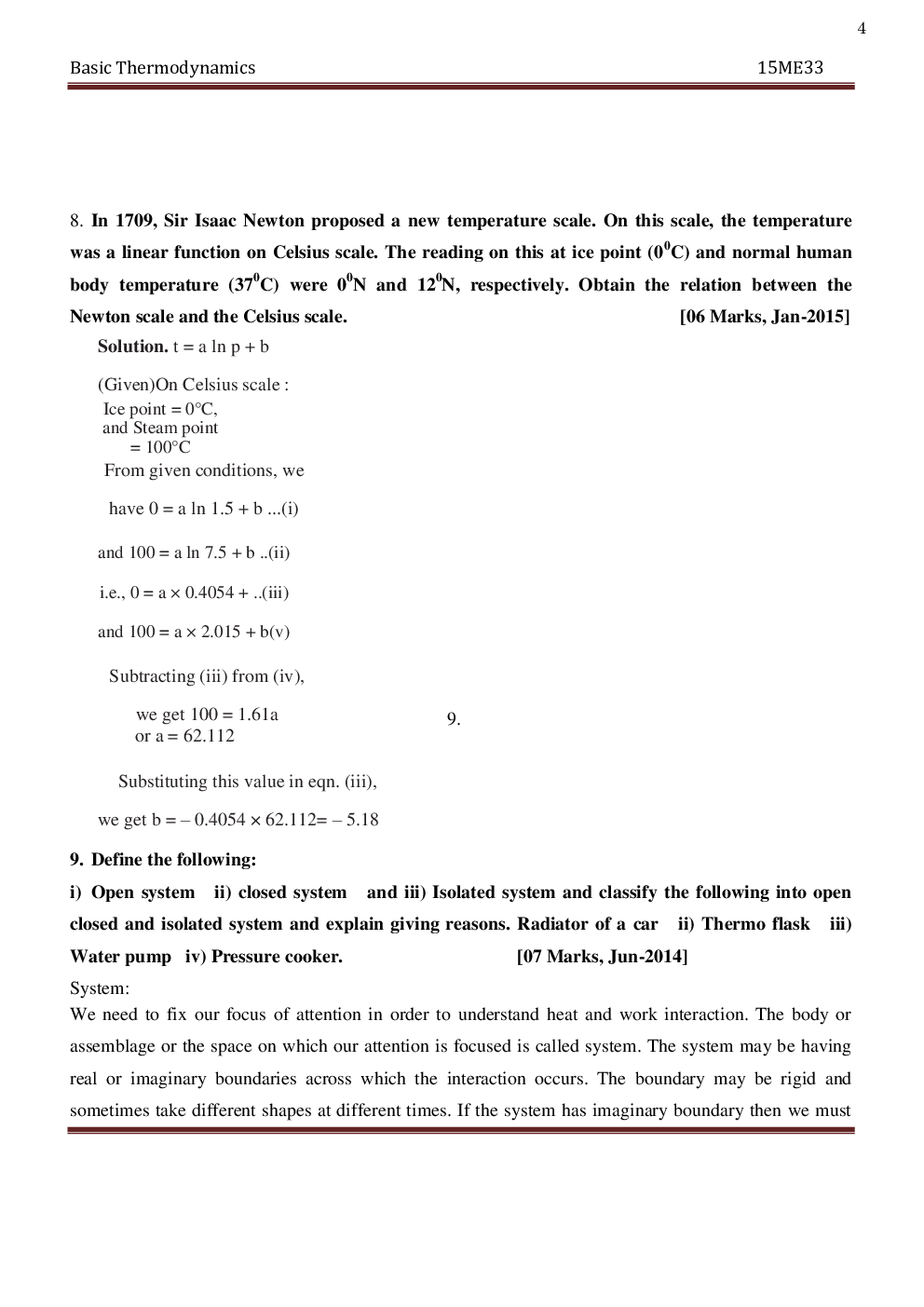 VTU Basic Thermodynamics  Question With Solution  B.E. 3rd Mechanical Engineering - Page 5
