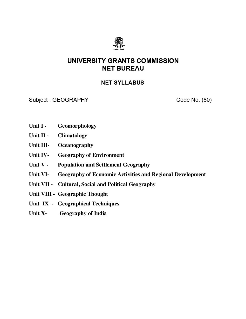 UGC NET Geography Syllabus Paper-II - Page 2