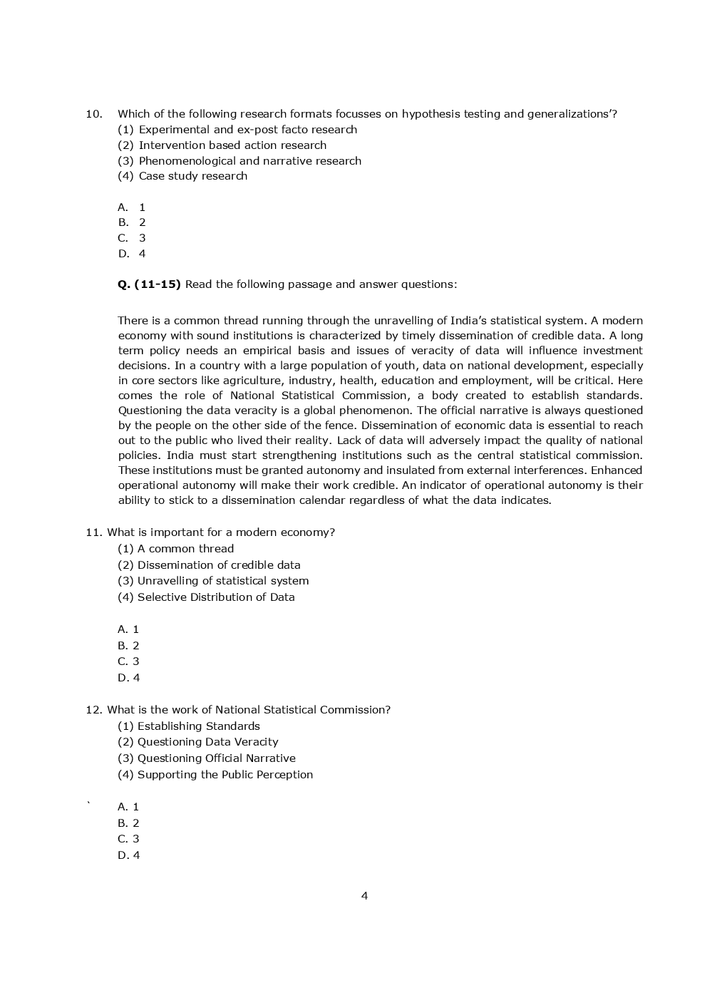 UGC NET Previous Paper With Answer Paper-I (Morning) June 2019 - Page 4