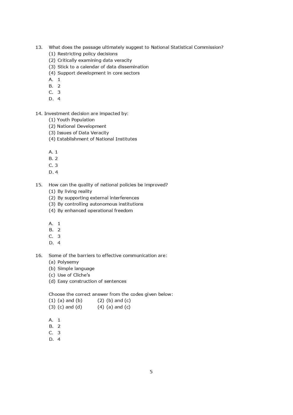 UGC NET Previous Paper With Answer Paper-I (Morning) June 2019 - Page 5