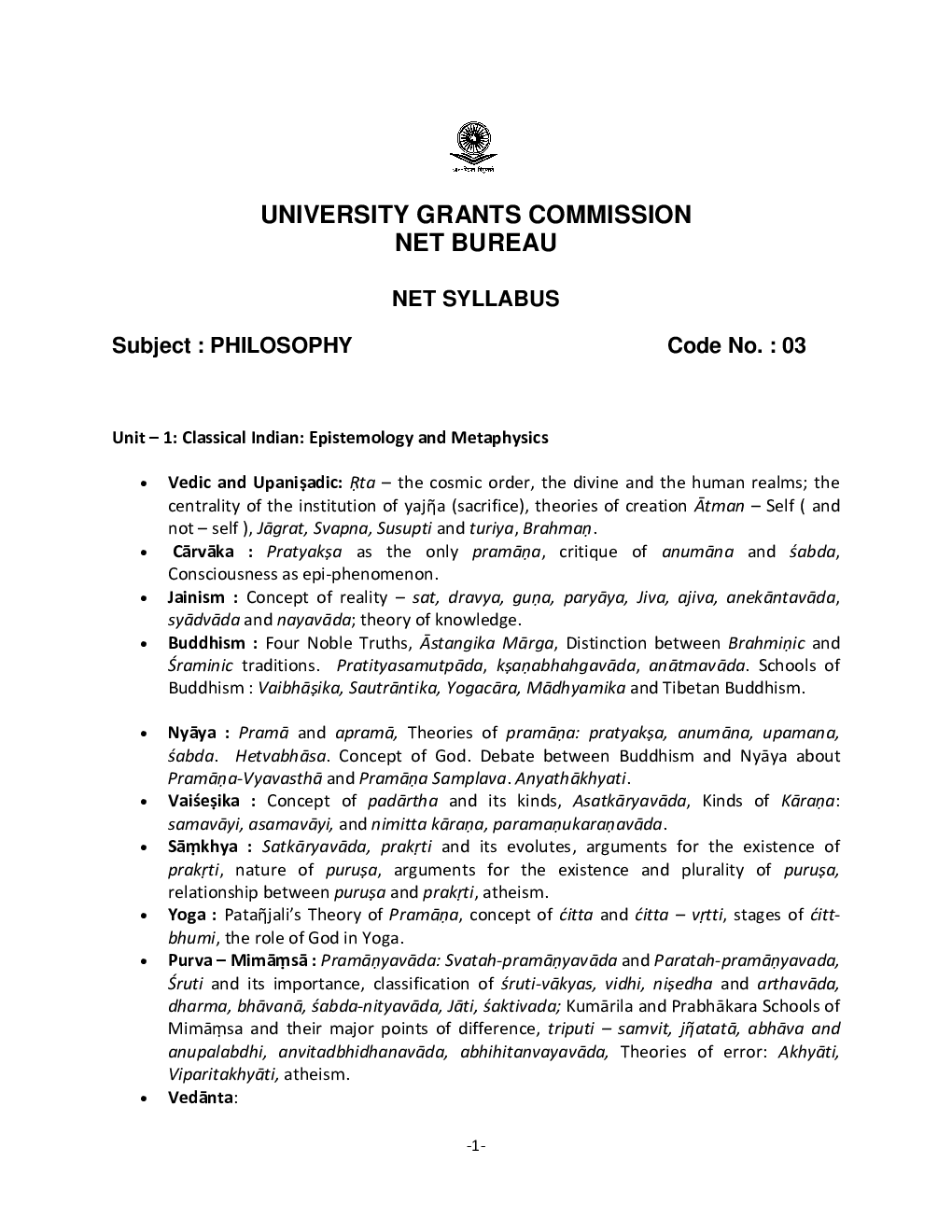 UGC NET Philosophy Syllabus 2019 - Page 2