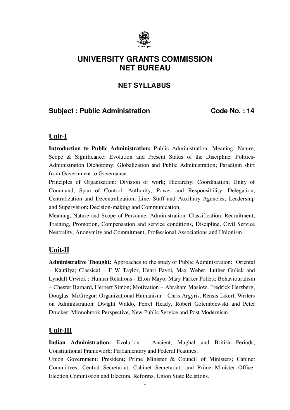 UGC NET Public Administration Syllabus 2019 - Page 2