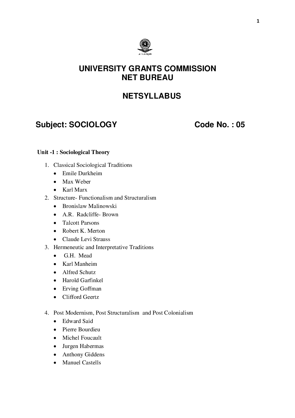 UGC NET Syllabus Sociology 2019 - Page 2