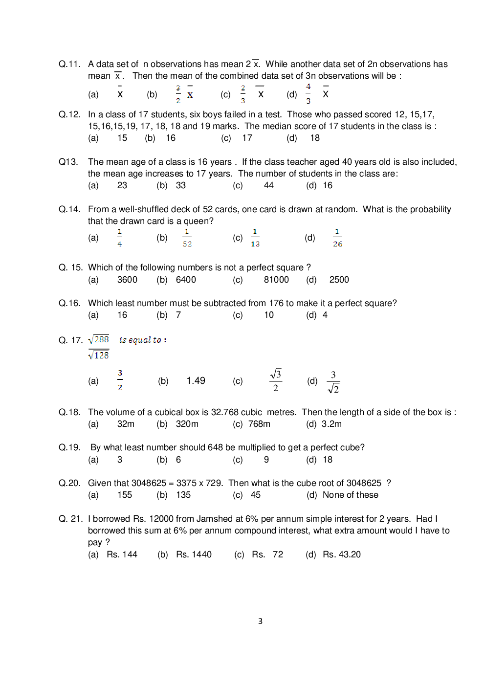 Sainik School Previous Year Unsolved Paper Entrance Exam For Class 9 2018 - Page 3
