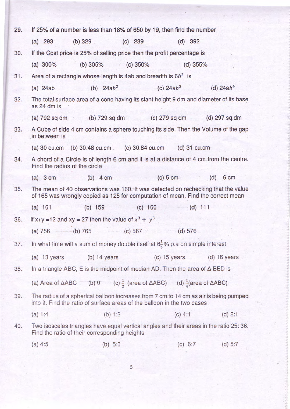 Sainik School Previous Year Unsolved Paper Entrance Exam For Class 9 2019 Set B - Page 5