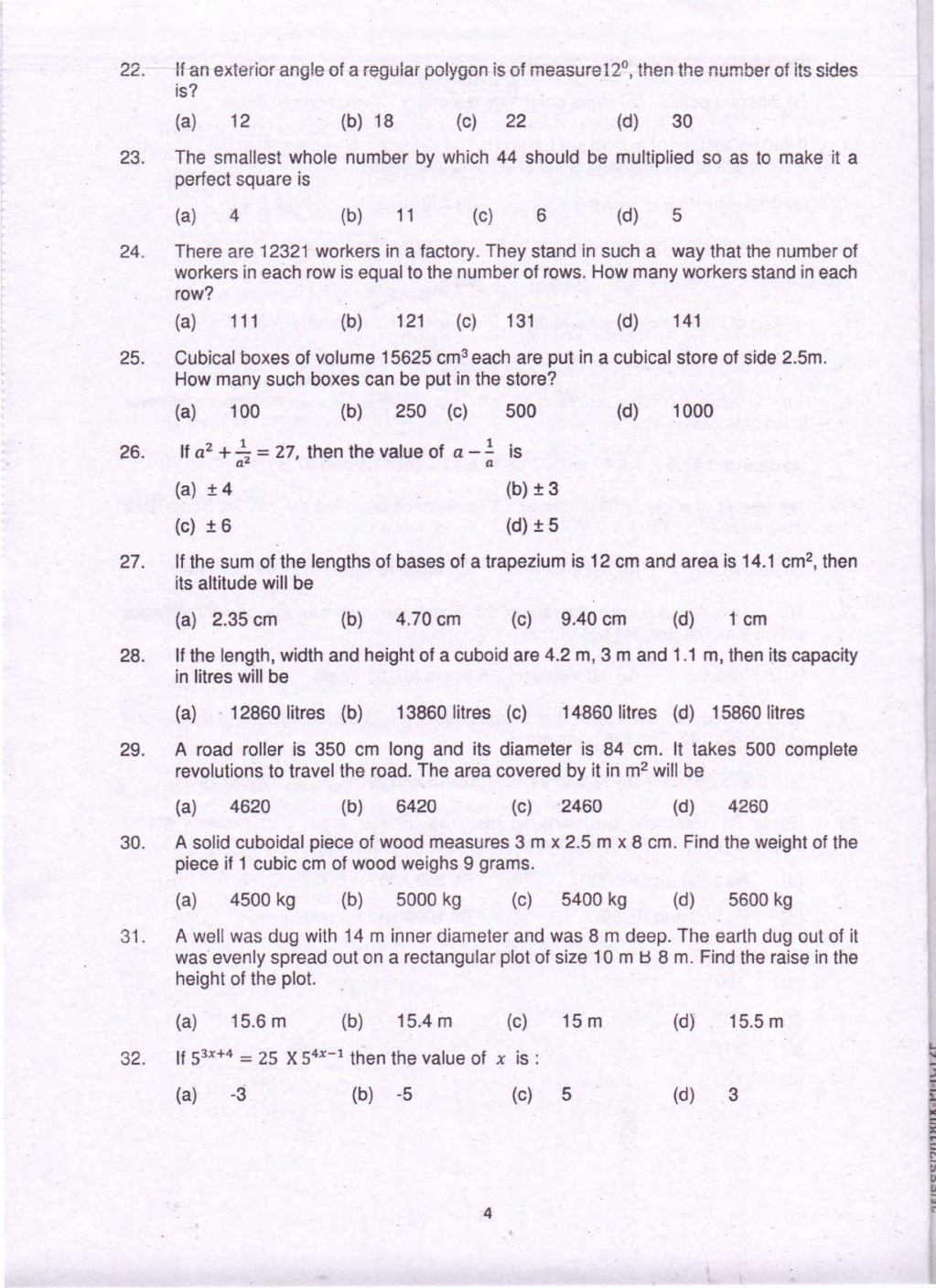 Sainik School Previous Year Unsolved Paper Entrance Exam For Class 9 2019 Set C - Page 4