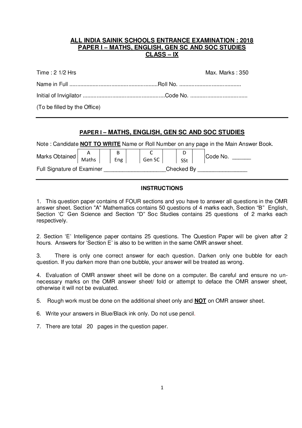 Sainik School Previous Year Questions With Answer For Class 9 - Page 2