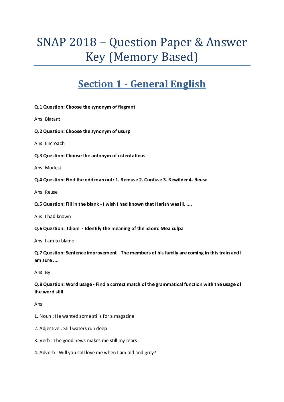 SNAP Question Papers with Answer 2018 - Page 2