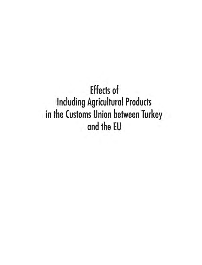 Effects Of Including Agricultural Products In The Customs Union Between Turkey And The EU - Page 2