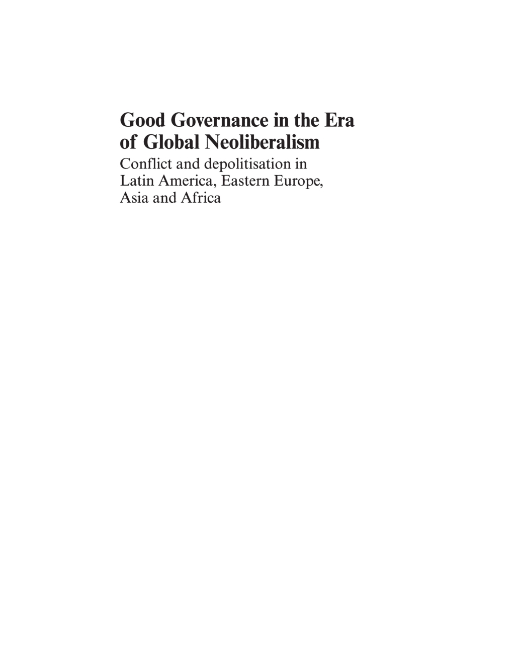 Good Governance In The Era Of Global Neoliberalism - Page 2