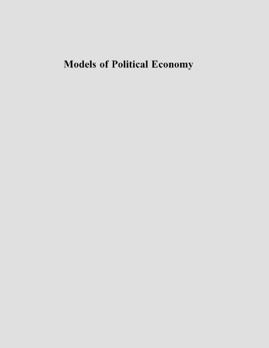 Models Of Political Economy - Page 1