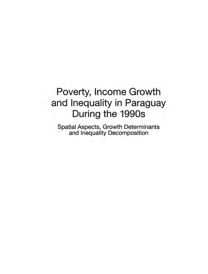 Poverty Income Growth And Inequality In Paraguay During The 1990s - Page 2