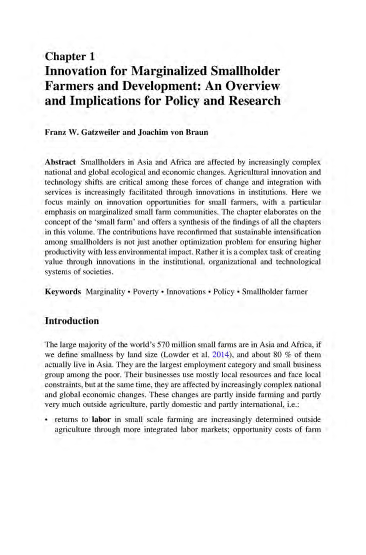 Technological And Institutional Innovations For Marginalized Smallholders In Agricultural Development - Page 5