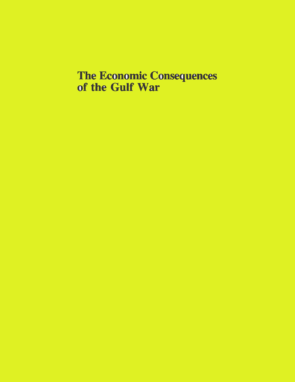 The Economic Consequences Of The Gulf War - Page 1