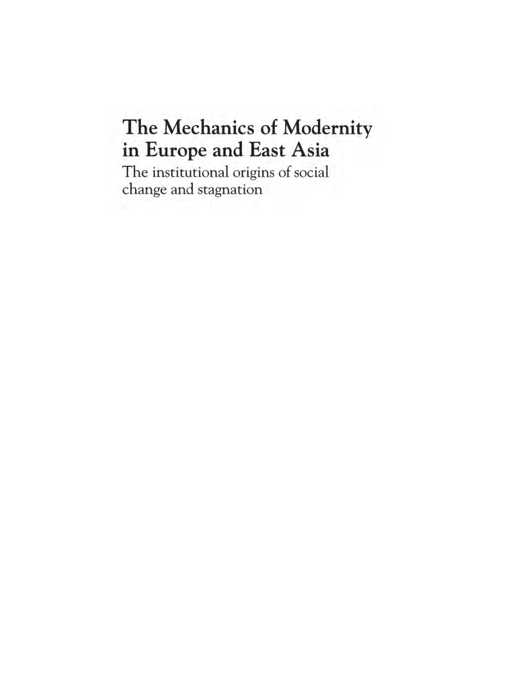 The Mechanics Of Modernity In Europe And East Asia - Page 2