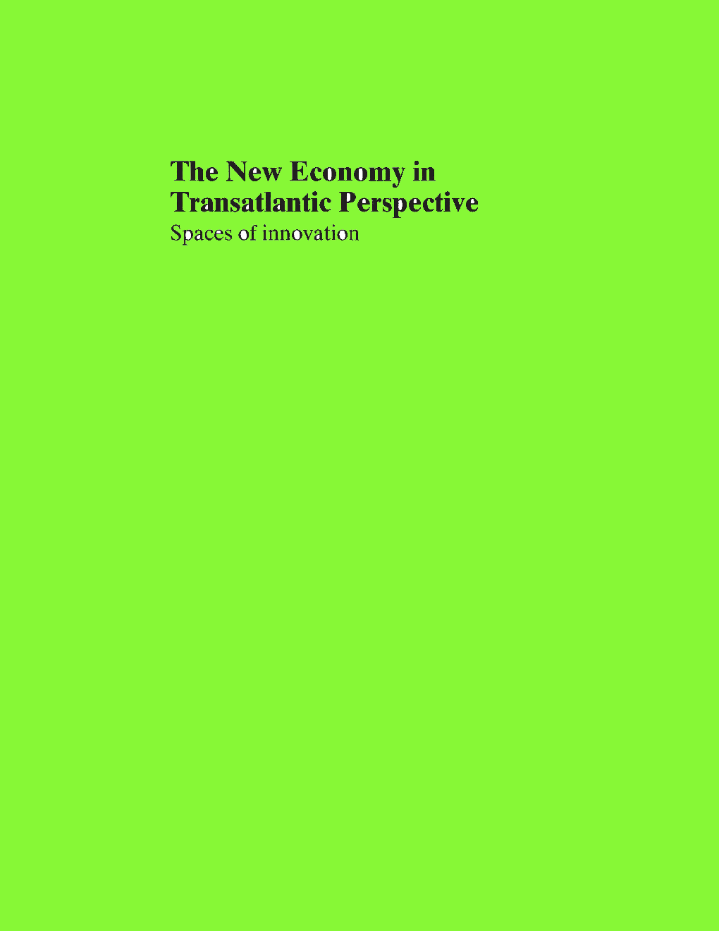 The New Economy In Transatlantic Perspective - Page 1