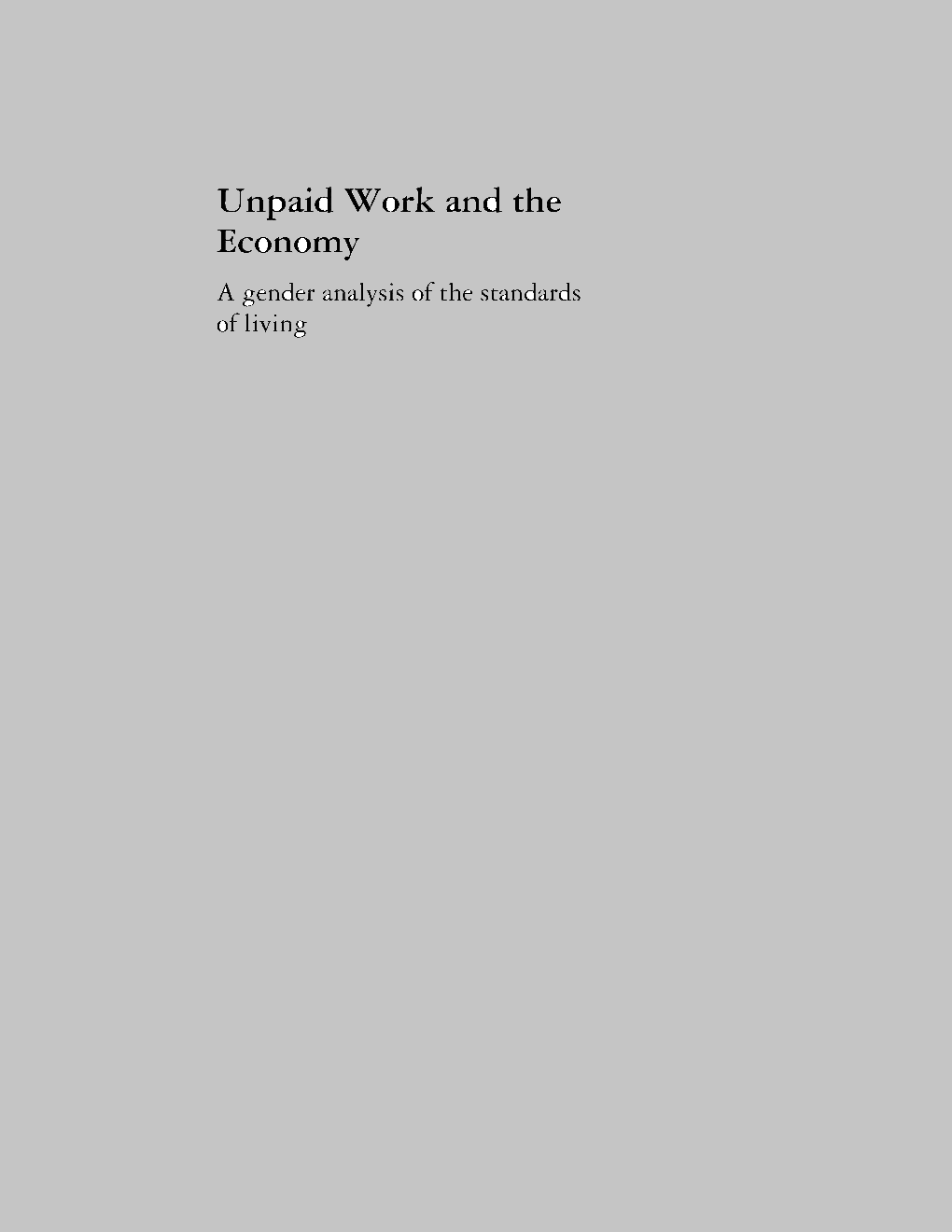 Unpaid Work And The Economy - Page 1