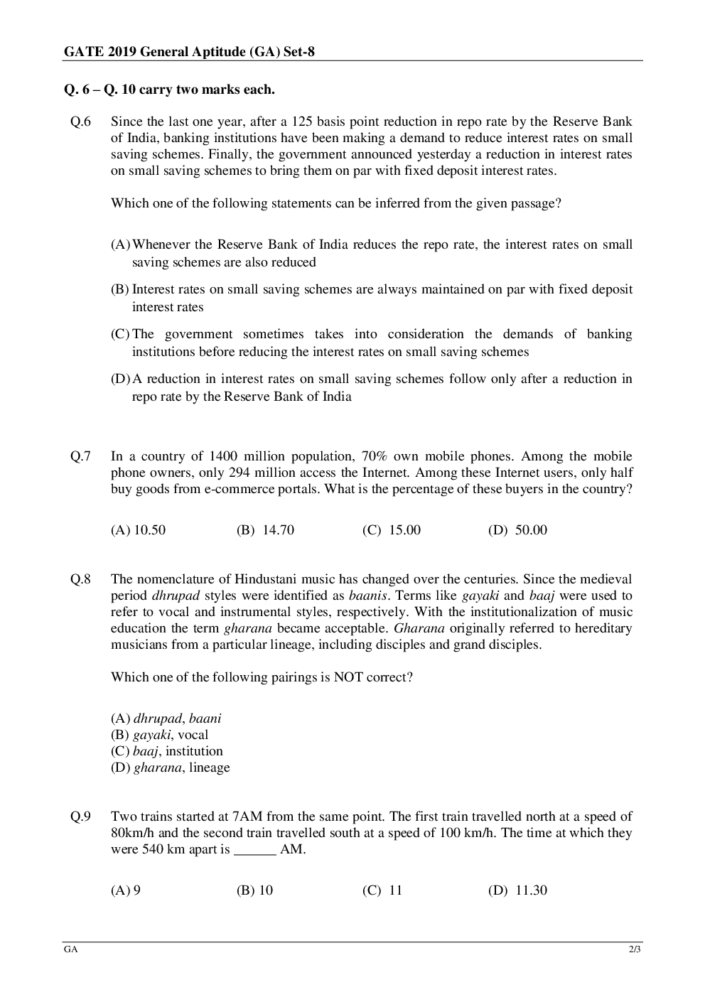 GATE Previous Year Question Papers 2014-2019 With Answer Aerospace Engineering - Page 3