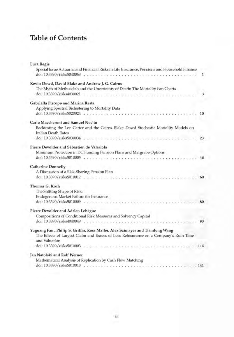 Actuarial And Financial Risks In Life Insurance Pensions And Household Finance - Page 3