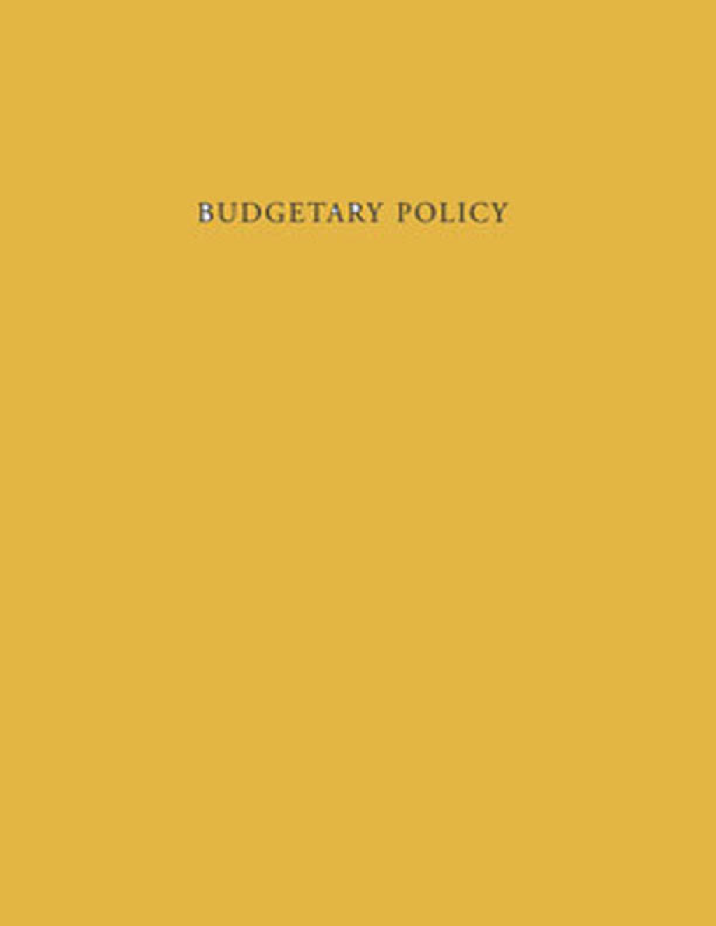 Budgetary Policy - Page 1