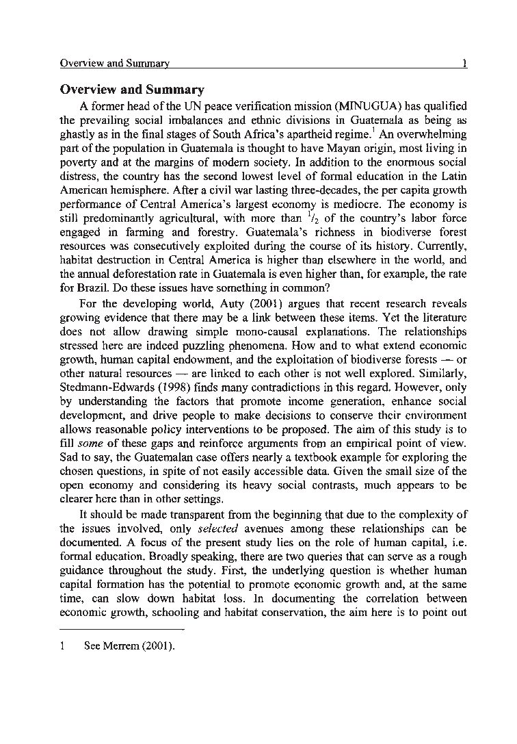 Economic Growth Biodiversity Conservation And The Formation Of Human Capital In A Developing Country - Page 3