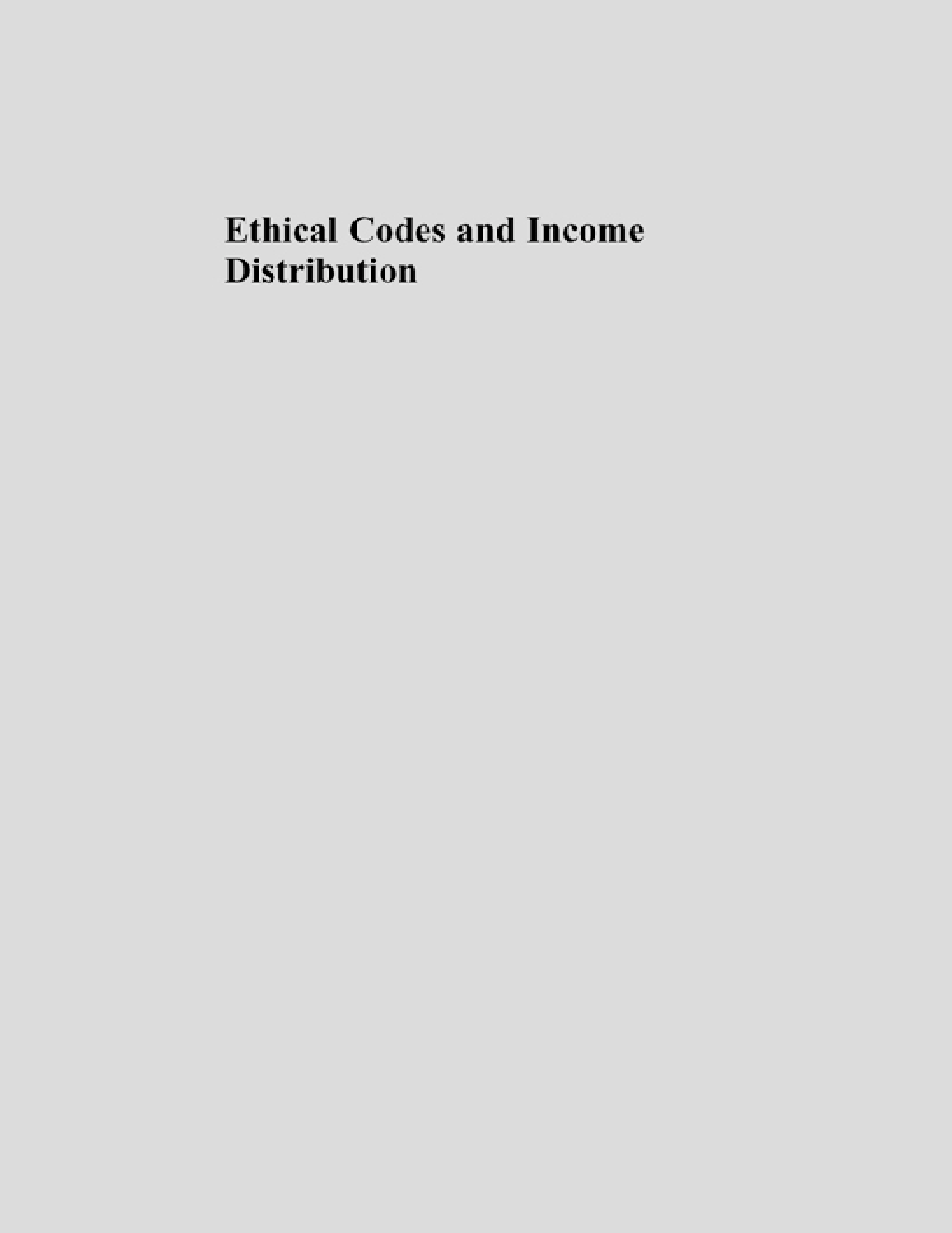 Ethical Codes And Income Distribution - Page 1