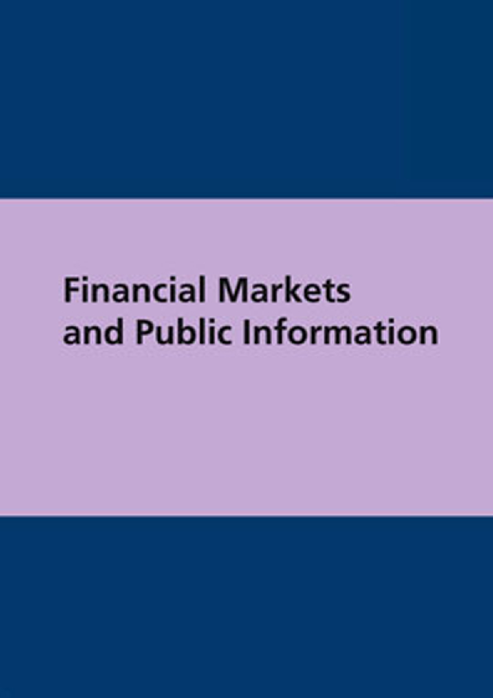 Financial Markets And Public Information - Page 1