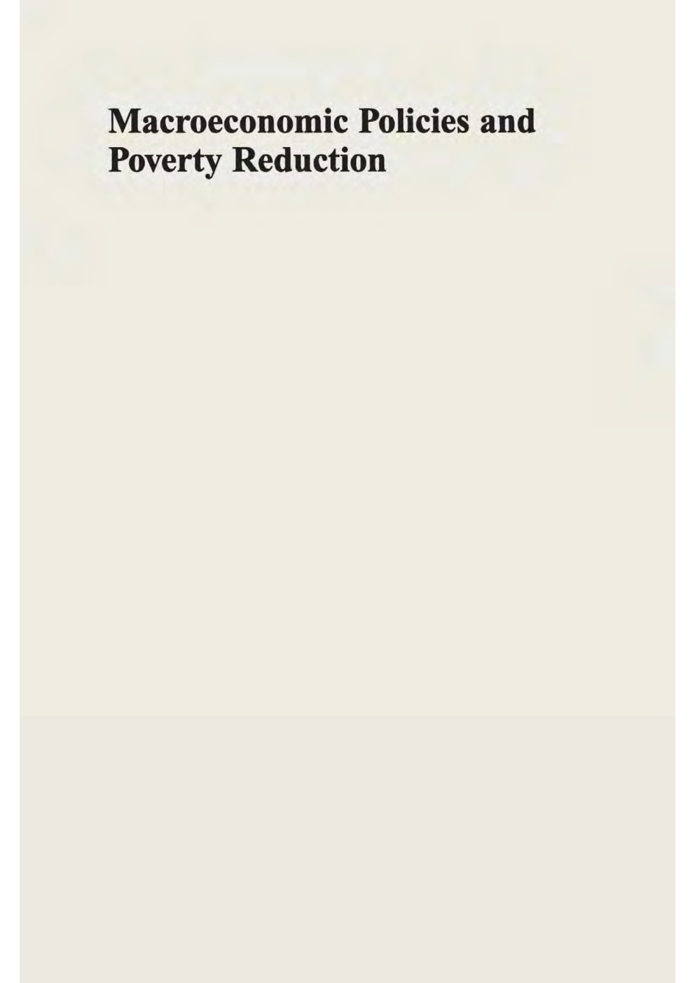Macroeconomic Policies And Poverty Reduction - Page 1