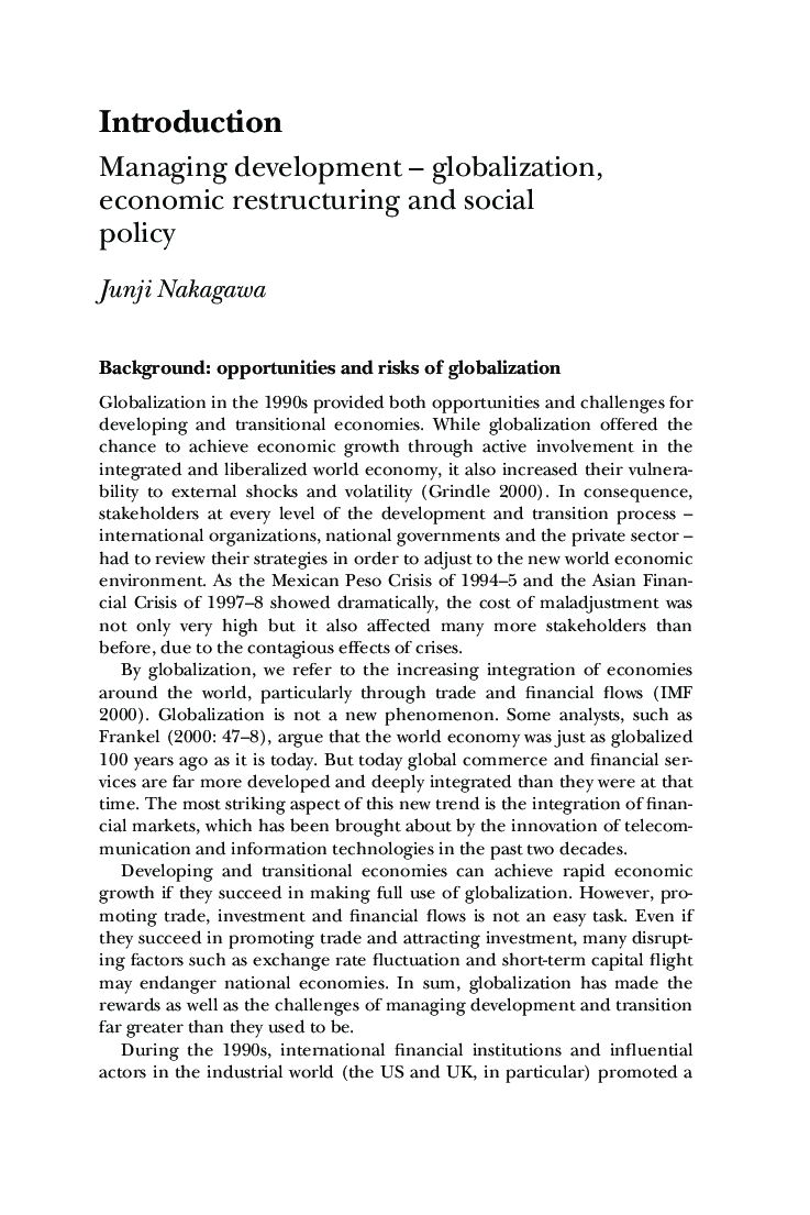 Managing Development Globalization Economic Restructuring And Social Policy - Page 4