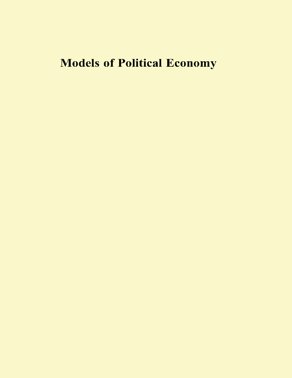 Models Of Political Economy - Page 1