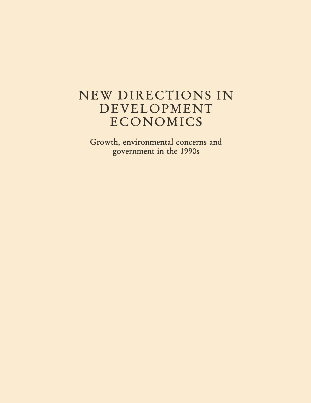 New Directions In Development Economics - Page 1