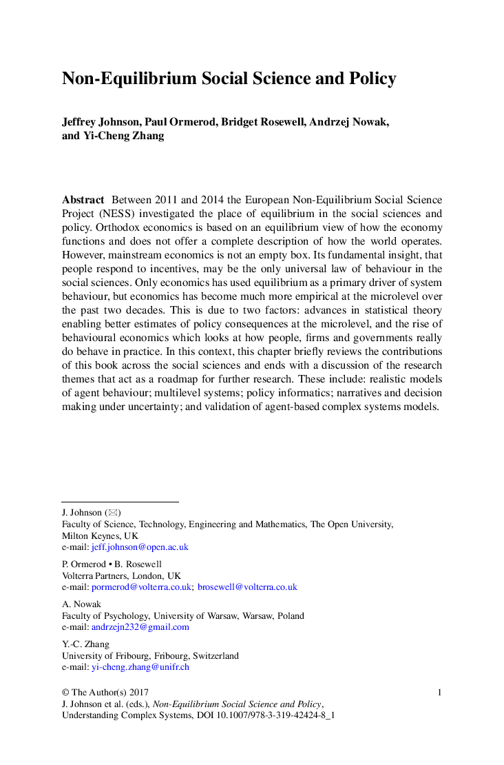 Non Equilibrium Social Science And Policy - Page 4