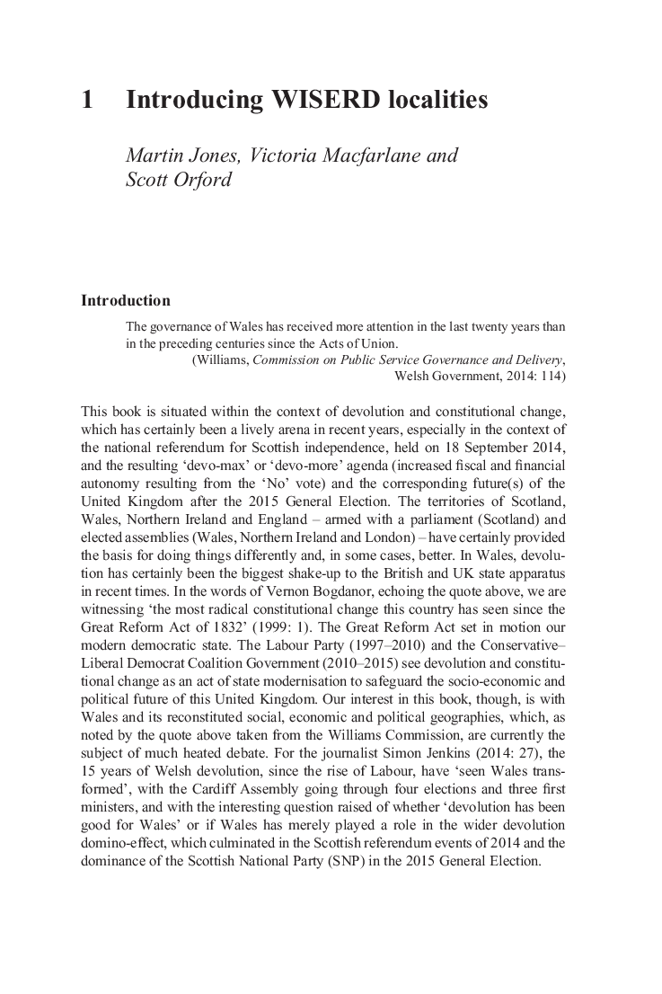 People, Place And Policy Knowing Contemporary Wales Through New Localities - Page 3