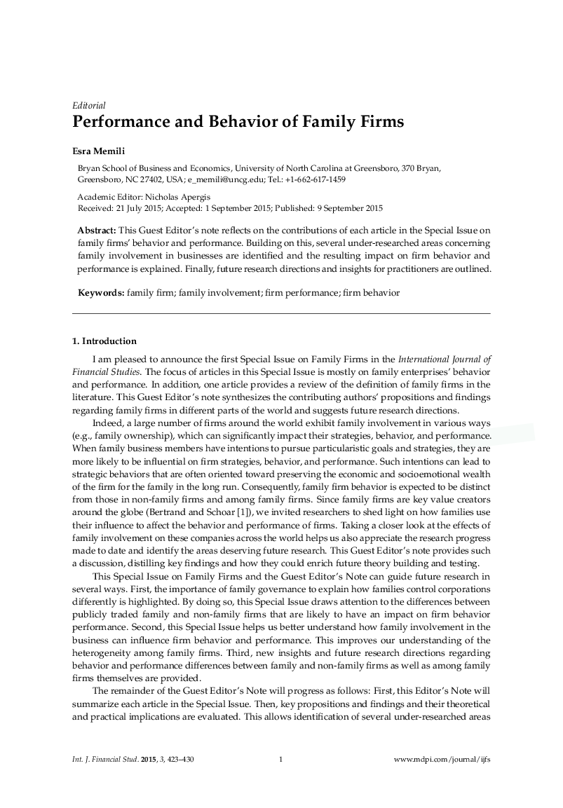 Performance And Behavior Of Family Firms - Page 3