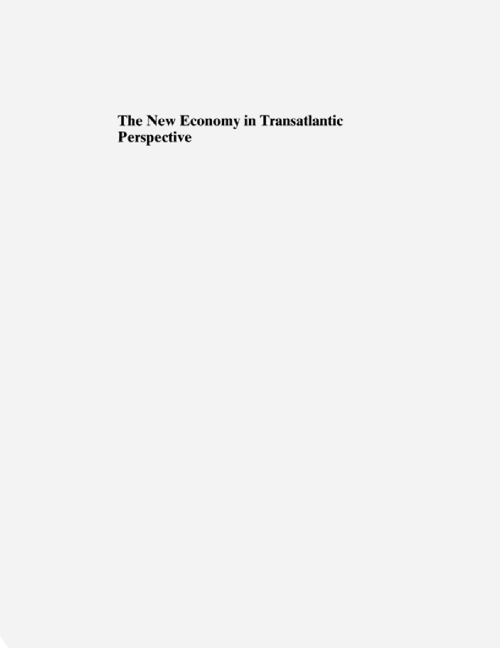 The New Economy In Transatlantic Perspective - Page 1