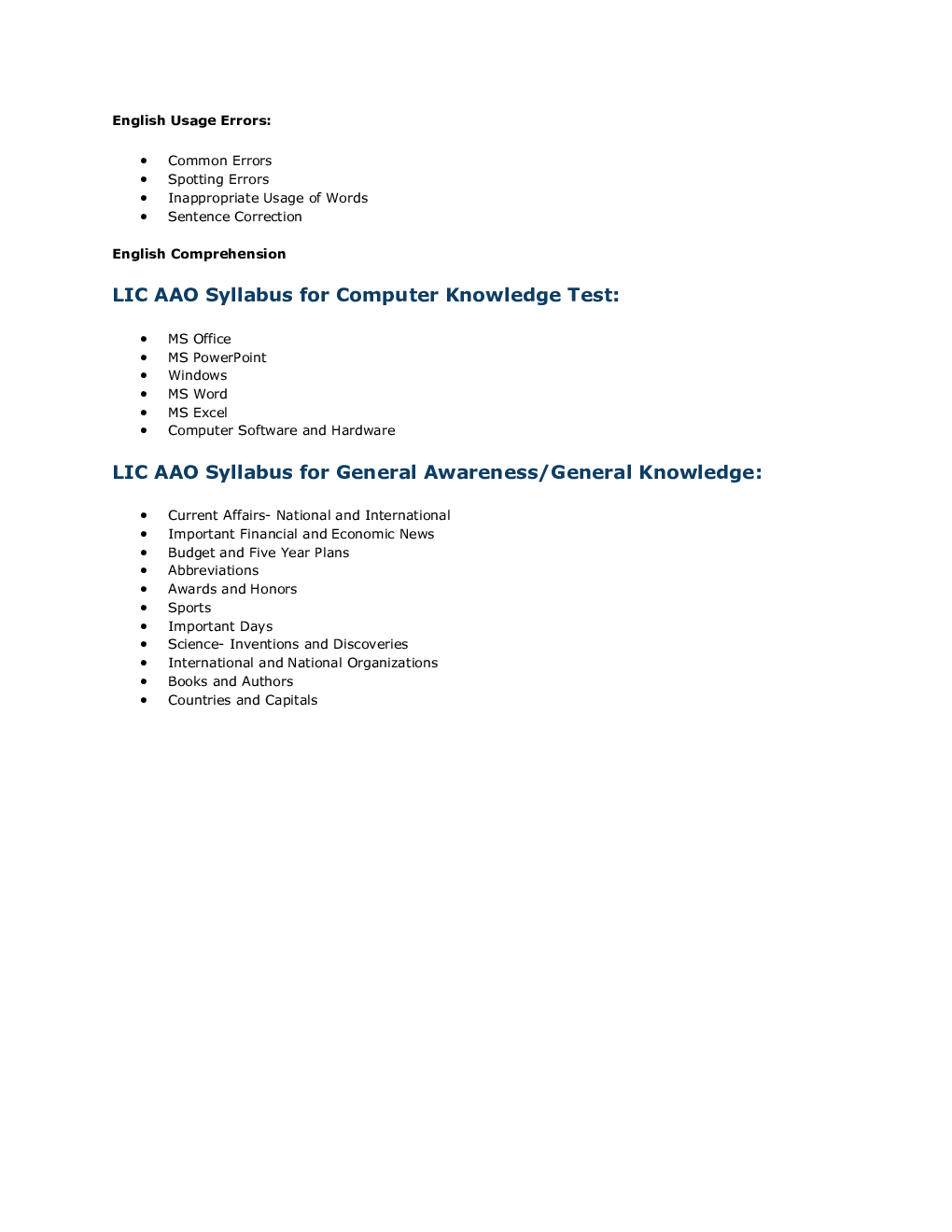 LIC AAO Exam Syllabus 2020 - Page 4