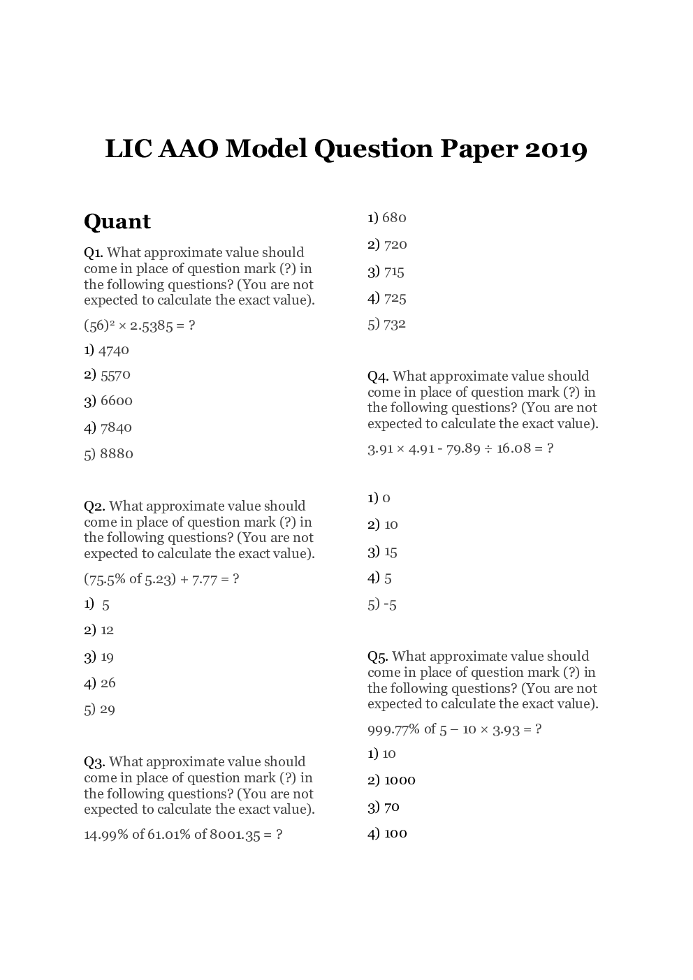 LIC AAO Exam Previous Year Question Paper With Answer 2019 - Page 2